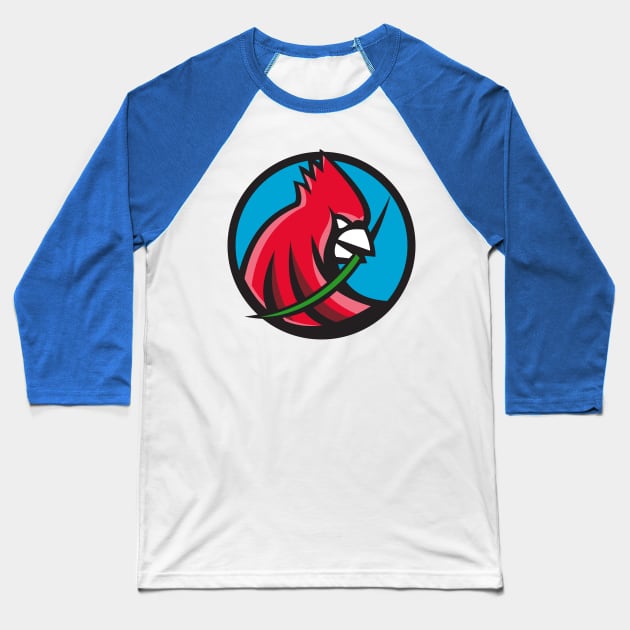 Cardinal Head Blade Grass Circle Retro Baseball T-Shirt by patrimonio